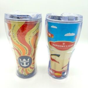 NEW Lot 2 Royal Caribbean Cruise Line Coca Cola Drink Tumbler Harmony 2016 2017